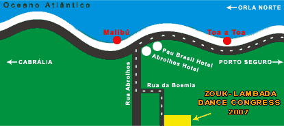 Lambada dance congress Porto Seguro (Brazil) map